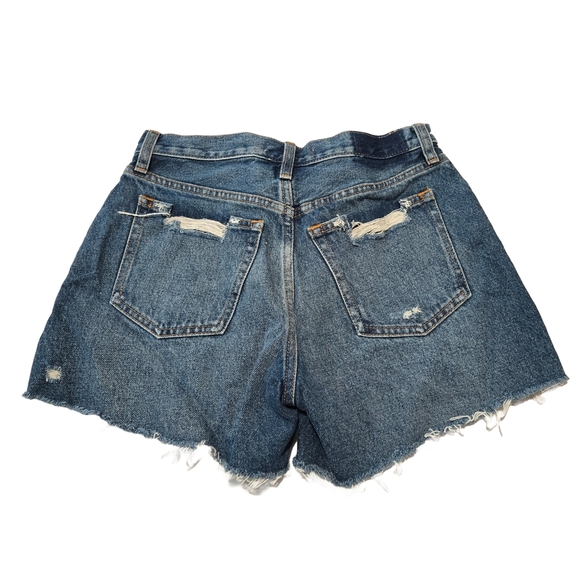 Abercrombie & Fitch Blue Jean Shorts Distressed High-Waisted (New) - Picture 3 of 5